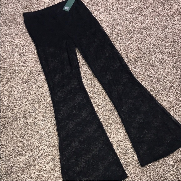 Wild Fable Crochet Knit Lace Sheer Black Flare Pants Various Sizes | NWOT - Picture 3 of 6